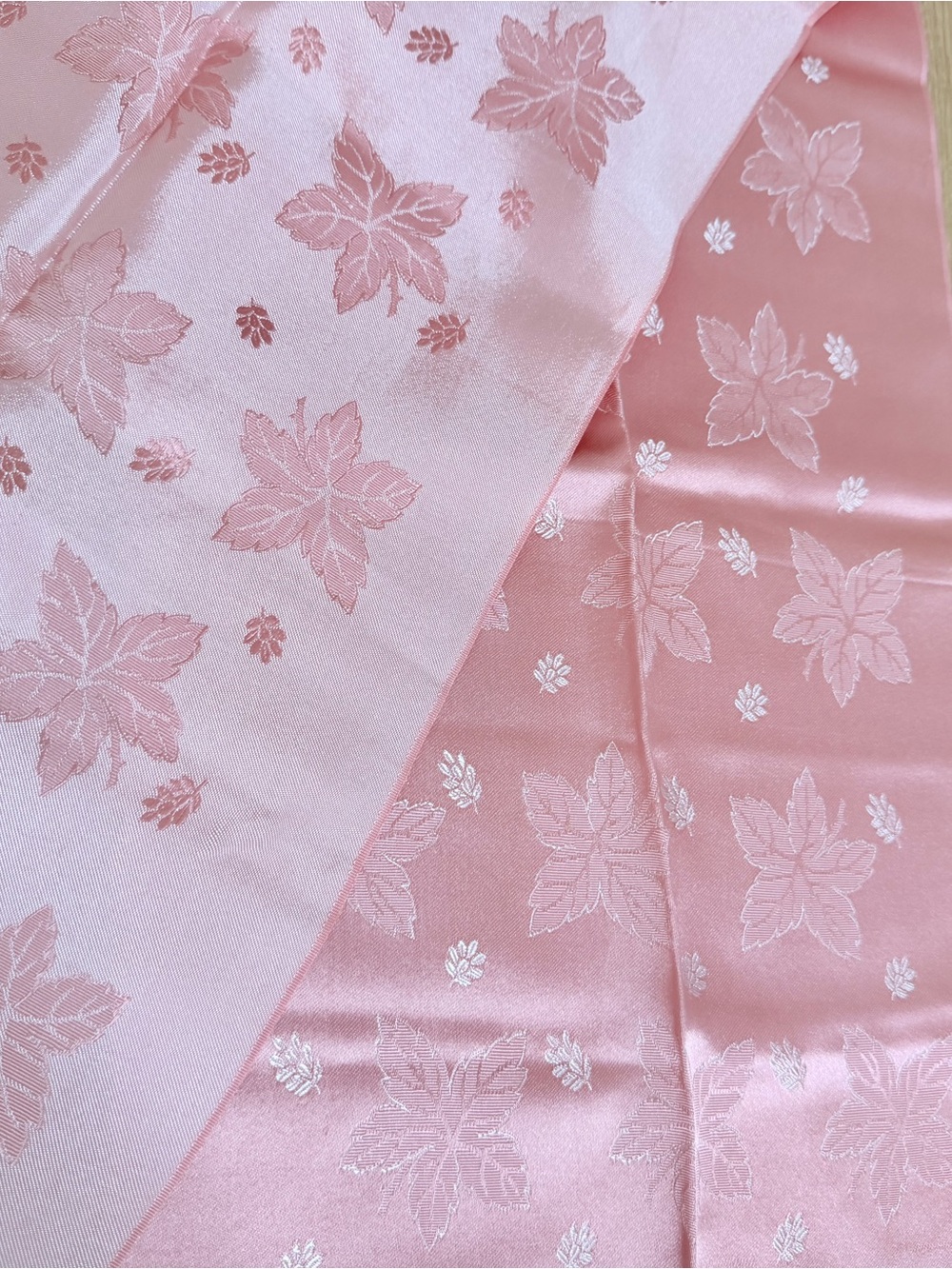 Silk-Feel Pink Floral Jacquard Scarf or Table Runner